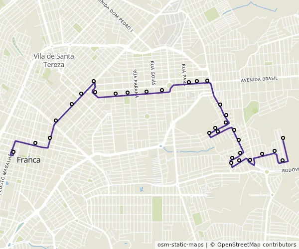 Mapa do itinerário da linha