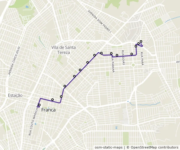 Mapa do itinerário da linha
