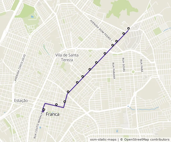 Mapa do itinerário da linha