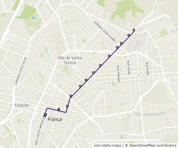 Mapa do itinerário da linha