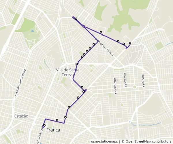 Mapa do itinerário da linha