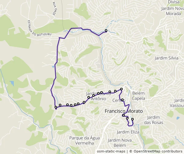 Mapa do itinerário da linha