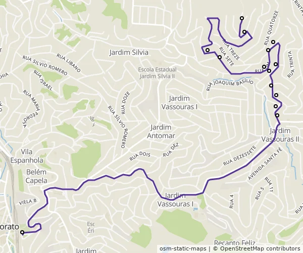 Mapa do itinerário da linha