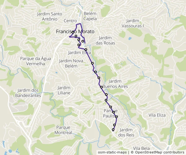 Mapa do itinerário da linha