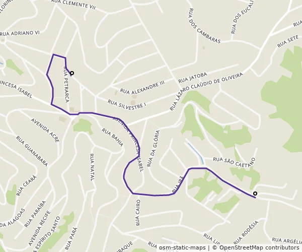 Mapa do itinerário da linha