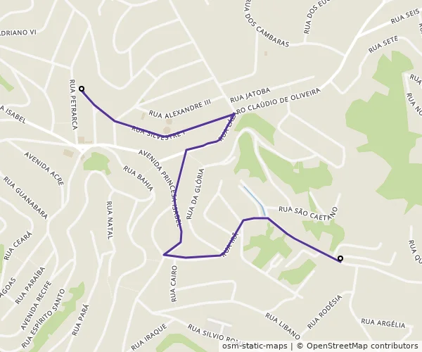Mapa do itinerário da linha
