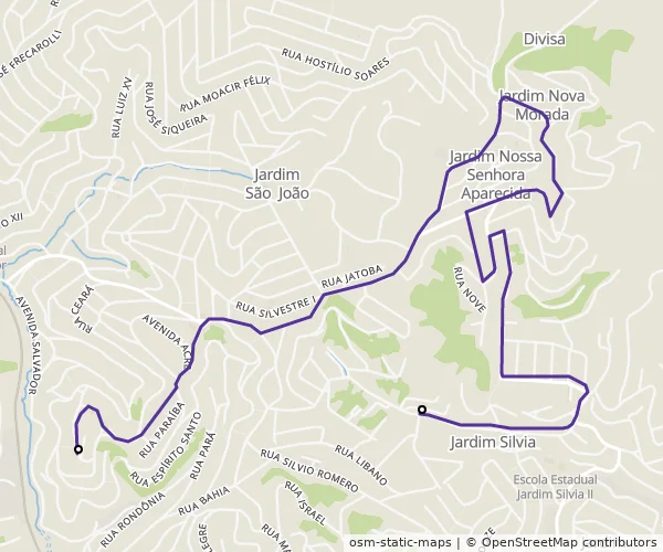 Mapa do itinerário da linha