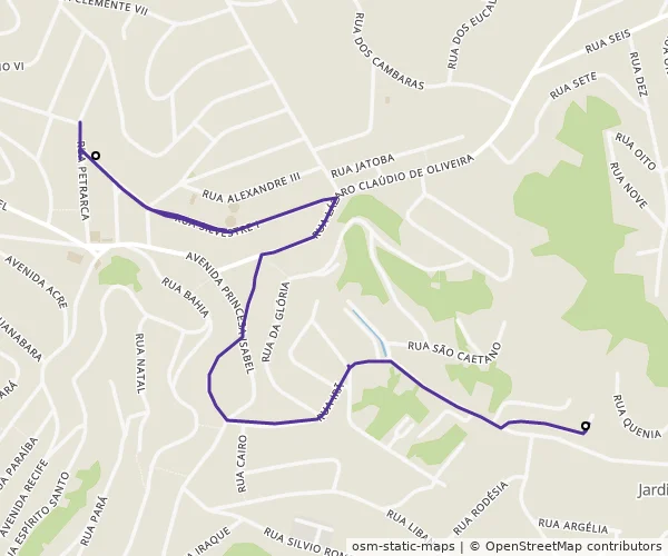 Mapa do itinerário da linha