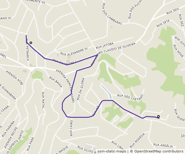 Mapa do itinerário da linha
