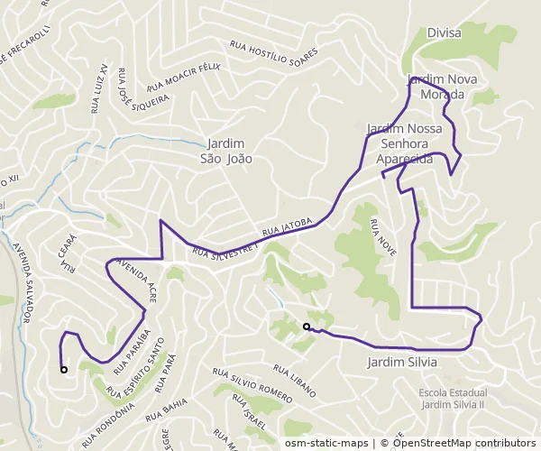Mapa do itinerário da linha