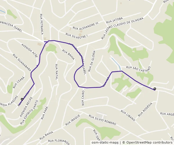 Mapa do itinerário da linha