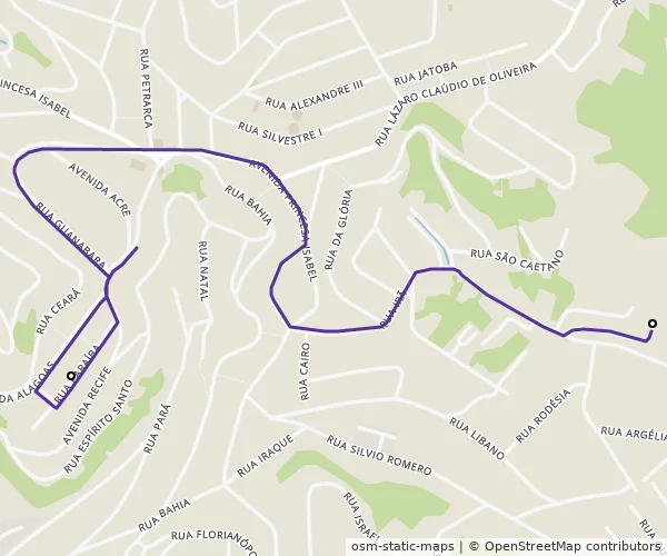 Mapa do itinerário da linha