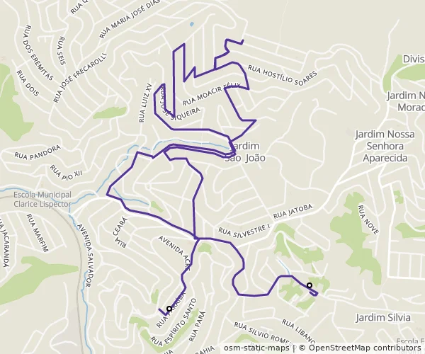 Mapa do itinerário da linha