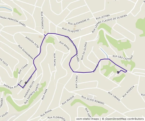 Mapa do itinerário da linha