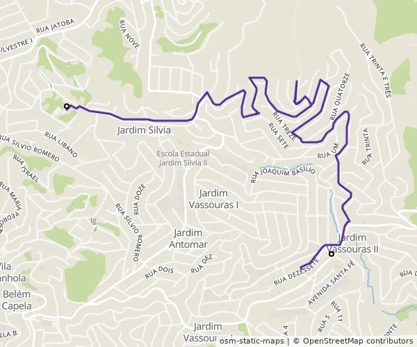 Mapa do itinerário da linha