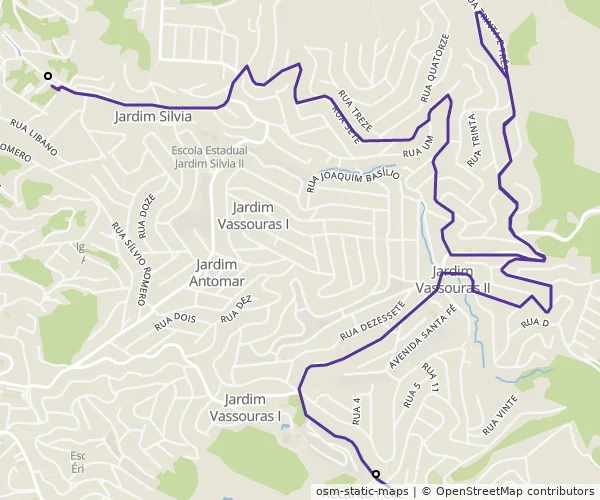 Mapa do itinerário da linha