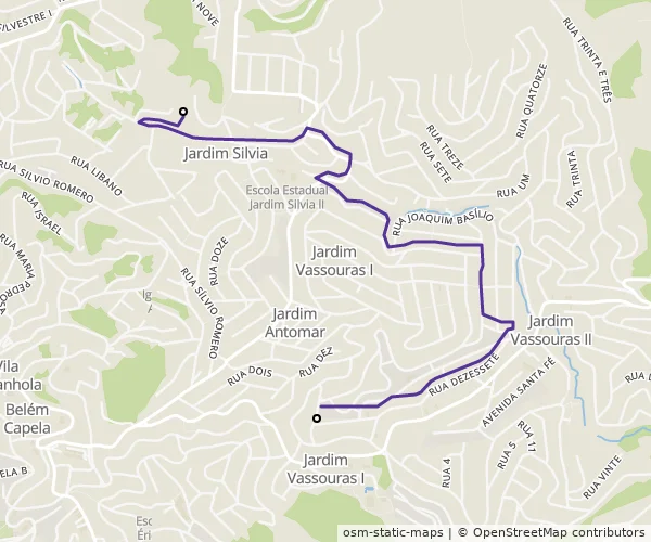 Mapa do itinerário da linha