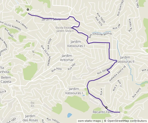 Mapa do itinerário da linha