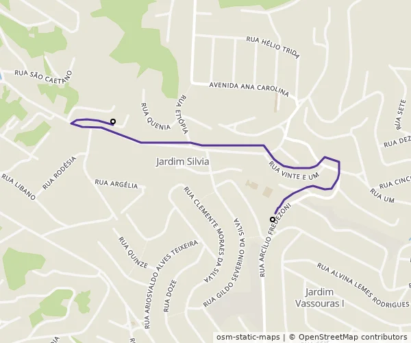 Mapa do itinerário da linha