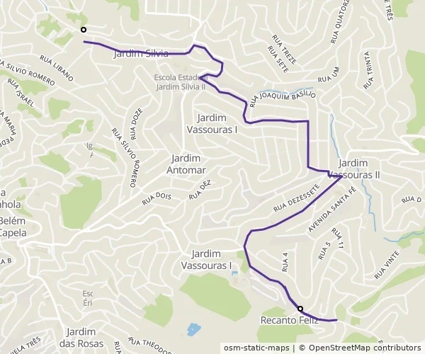 Mapa do itinerário da linha