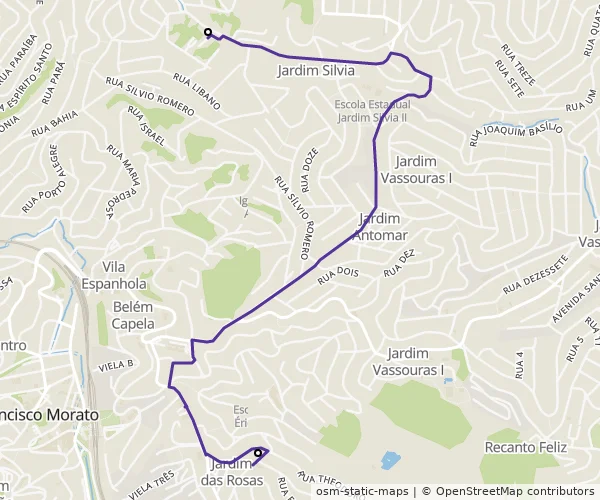Mapa do itinerário da linha