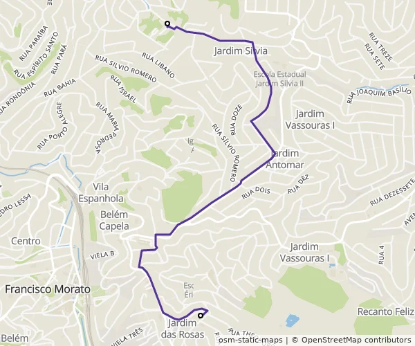 Mapa do itinerário da linha