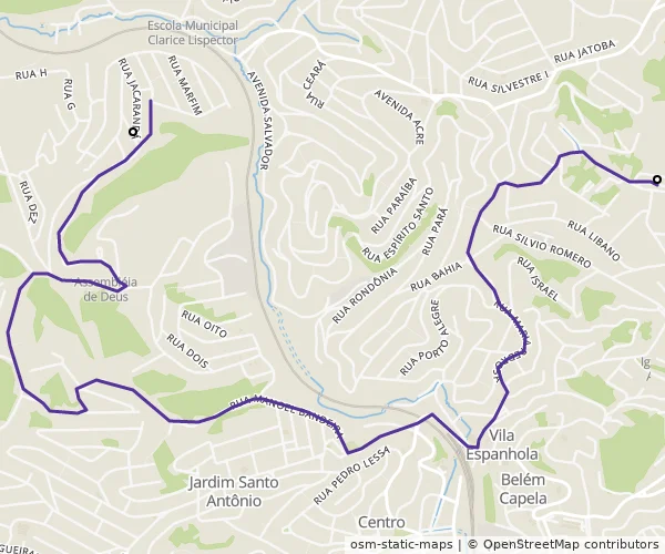 Mapa do itinerário da linha