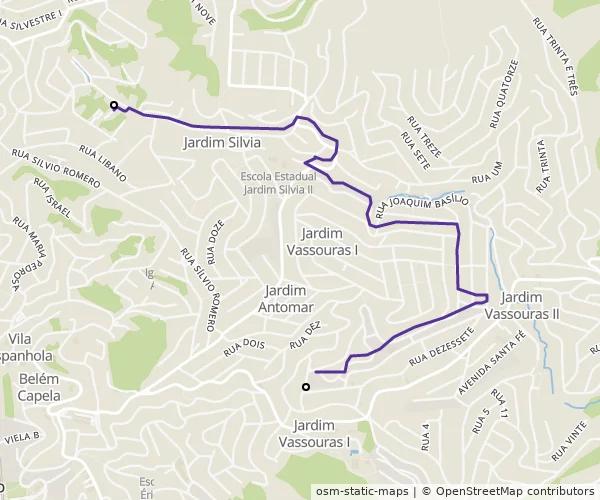 Mapa do itinerário da linha