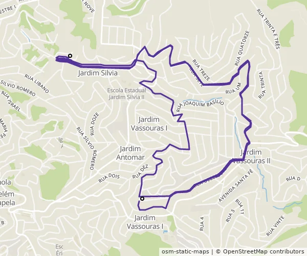 Mapa do itinerário da linha