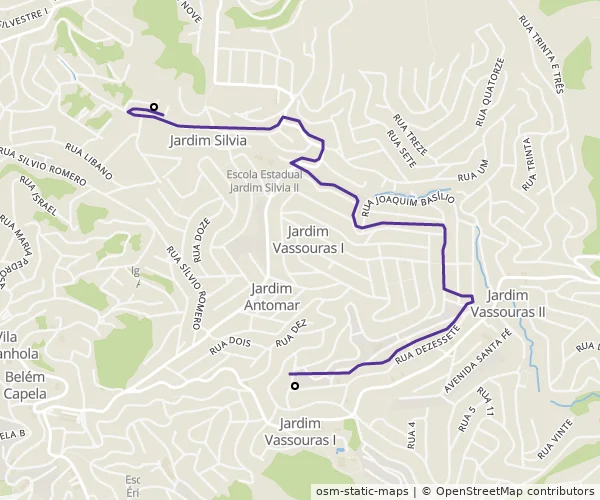 Mapa do itinerário da linha