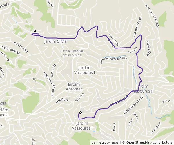 Mapa do itinerário da linha
