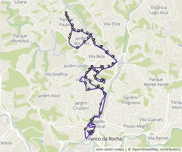 Mapa do itinerário da linha