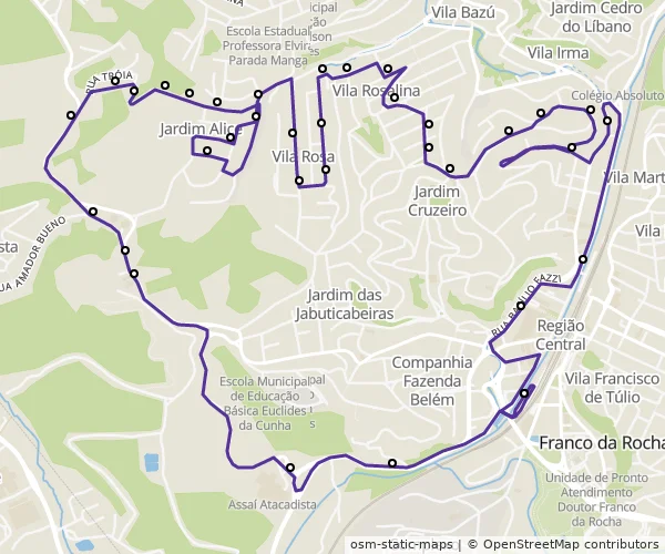 Mapa do itinerário da linha