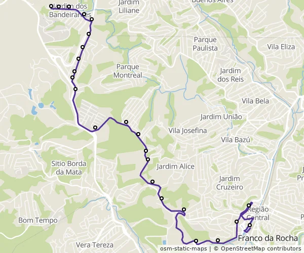 Mapa do itinerário da linha