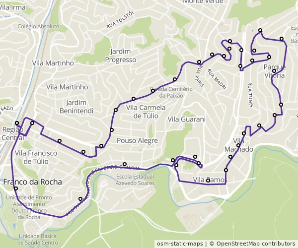 Mapa do itinerário da linha