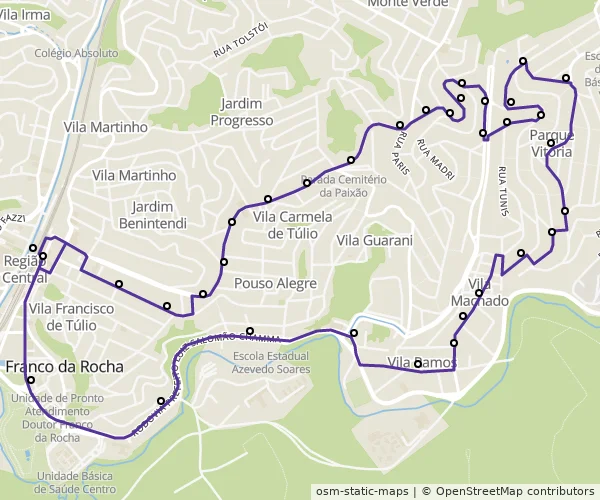 Mapa do itinerário da linha