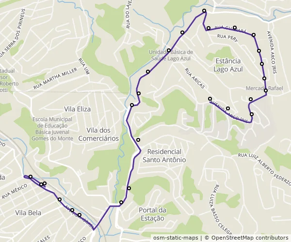 Mapa do itinerário da linha