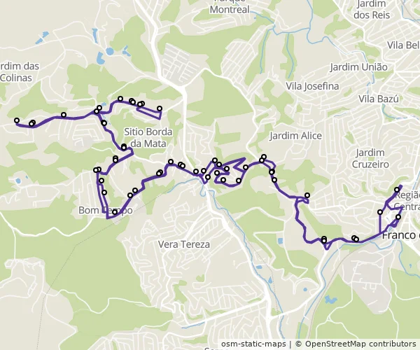 Mapa do itinerário da linha