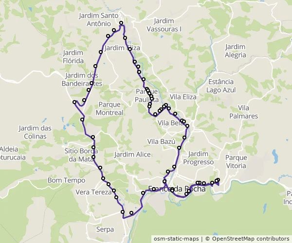 Mapa do itinerário da linha