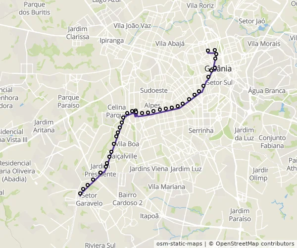 Mapa do itinerário da linha