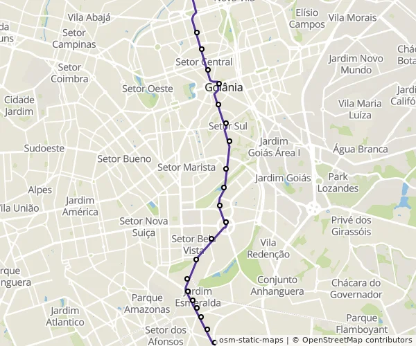 Mapa do itinerário da linha
