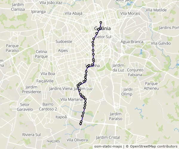 Mapa do itinerário da linha