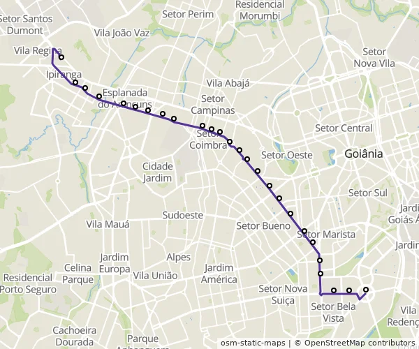 Mapa do itinerário da linha
