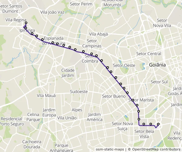 Mapa do itinerário da linha