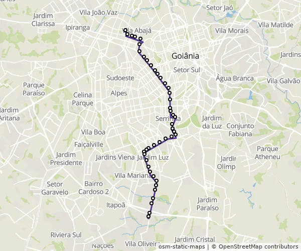Mapa do itinerário da linha