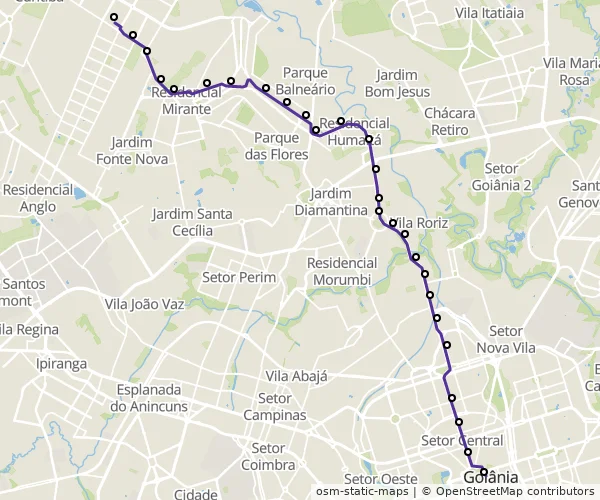 Mapa do itinerário da linha