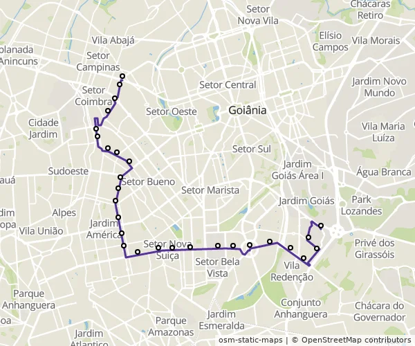 Mapa do itinerário da linha