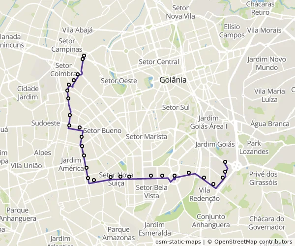 Mapa do itinerário da linha