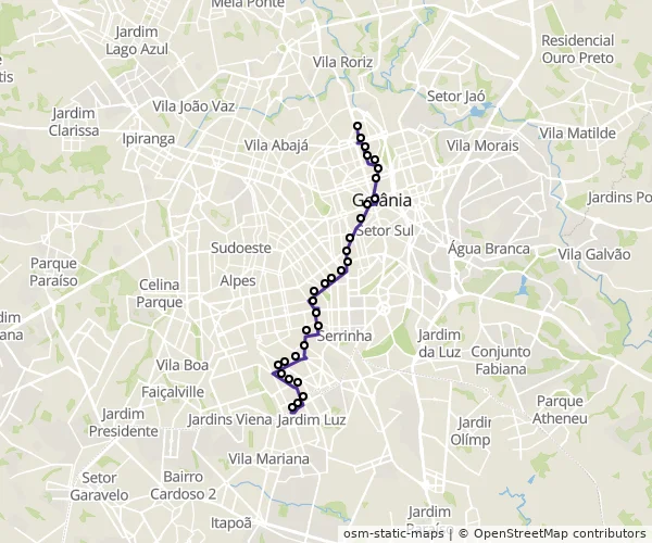 Mapa do itinerário da linha