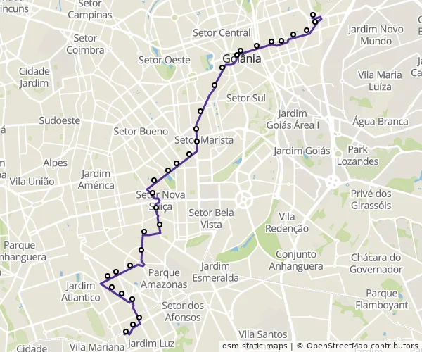 Mapa do itinerário da linha